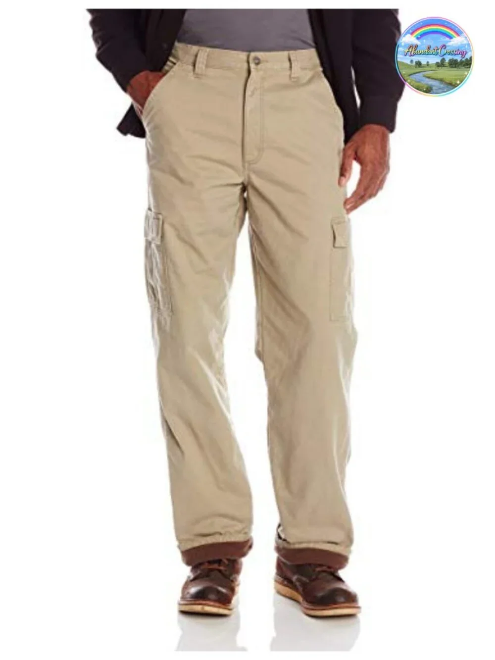 Men's Fleece Lined Cargo Pants Relaxed Fit Straight Leg Stretch Twill 6 Pockets